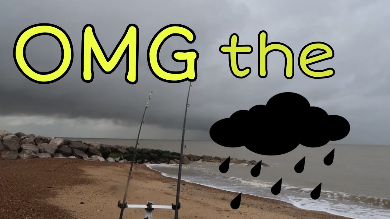 beach FISHING in the RAIN