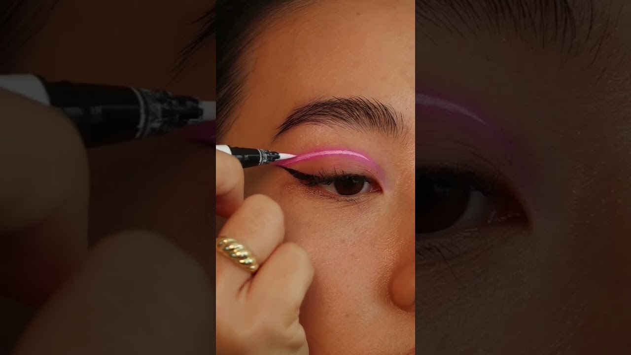 Bright pink neon eyeliner for a fun Valentine&rsquo;s Day look in just 2 simple steps!