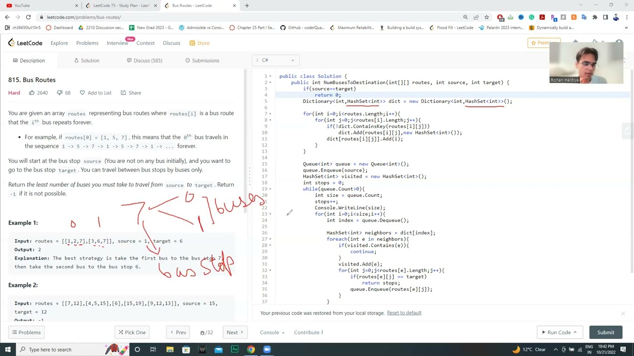 Bus Routes Solution LeetCode 815 Solution | Rohan Haldiya