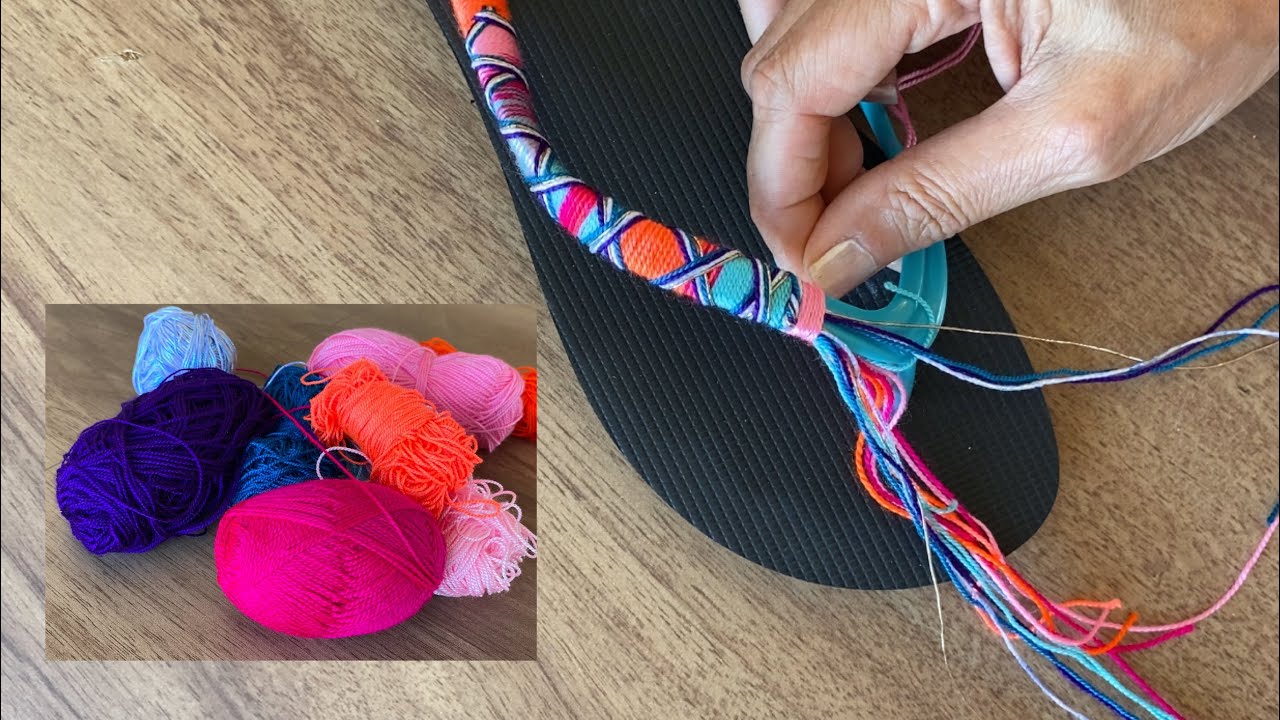 Trendy Diy 👣 Old Flip Flops Renew | BOHO STYLE Yarn Wraps