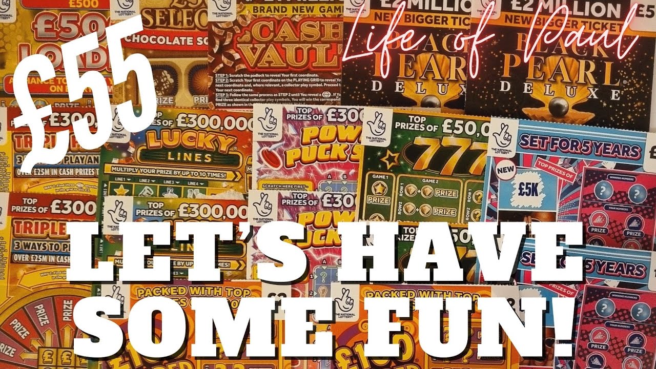 £55 scratch cards. A mix of £5, £3 and £2 scratch cards from the Lottery, looking for a big win!