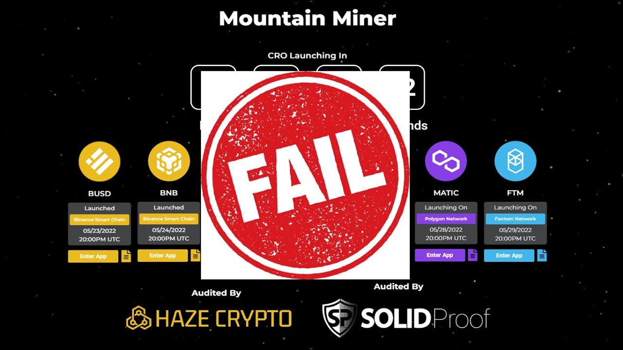FAIL | Mountain Miner by Paramount Finance BUSD BNB USDC AVAX CRO MATIC FTM Crypto Mining Journey