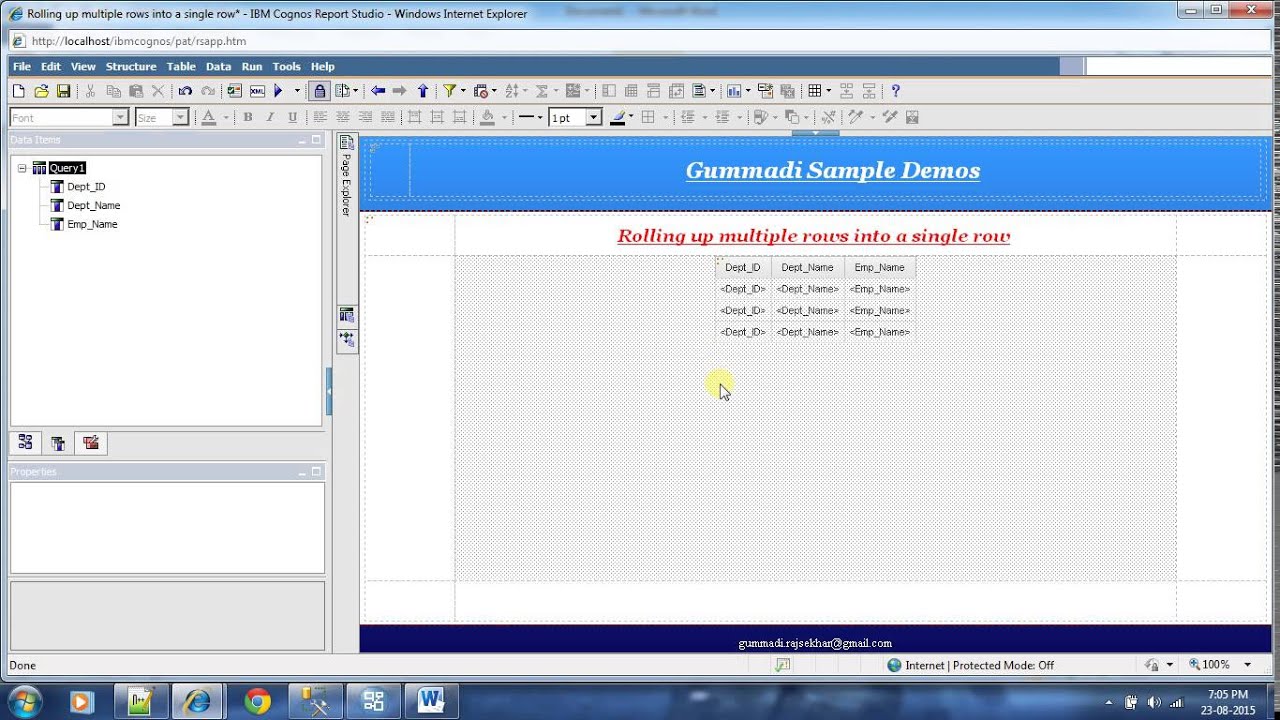 IBM Cognos 10 - Report Studio : Rolling up multiple rows into a single row