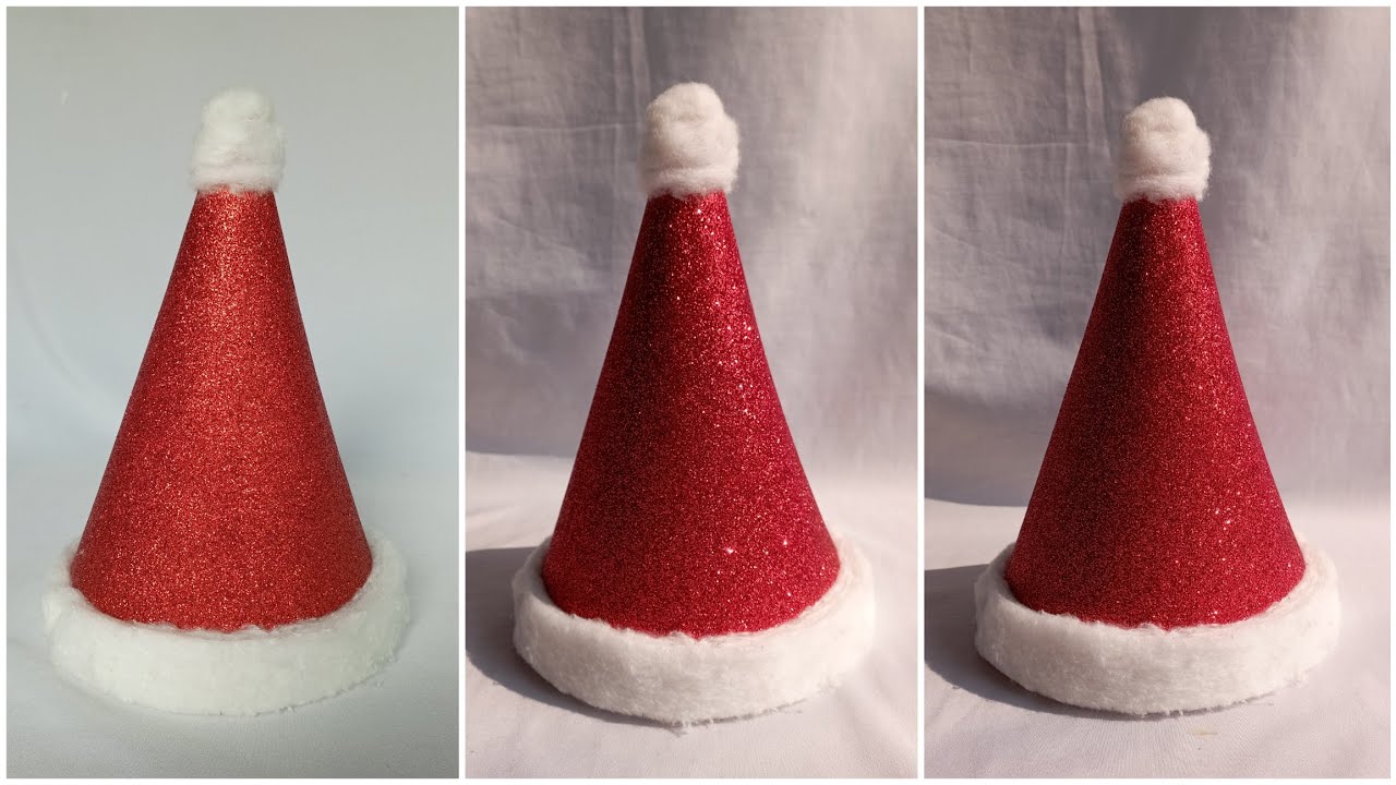 Santa Claus Cap With Glitter Sheet | Santa Hat | Christmas Craft