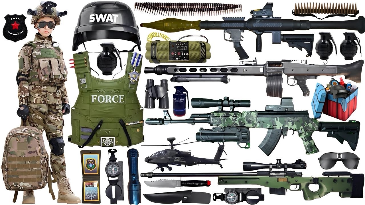 Special police weapon toy set unboxing,CX4 Storm semi-automatic carbine,tactical helmet,Glock pistol
