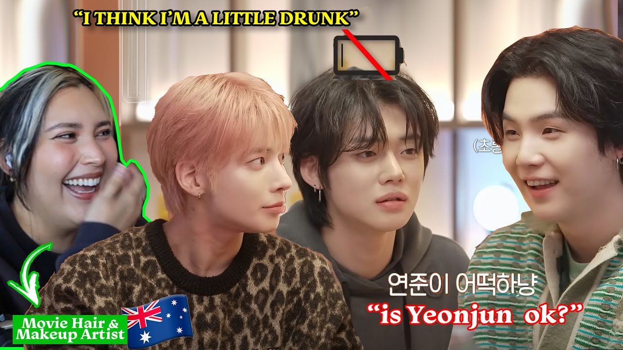 Drunk Yeonjun Flustering Suga & Taehyun on SUCHWITA - Movie HMUA Reacts