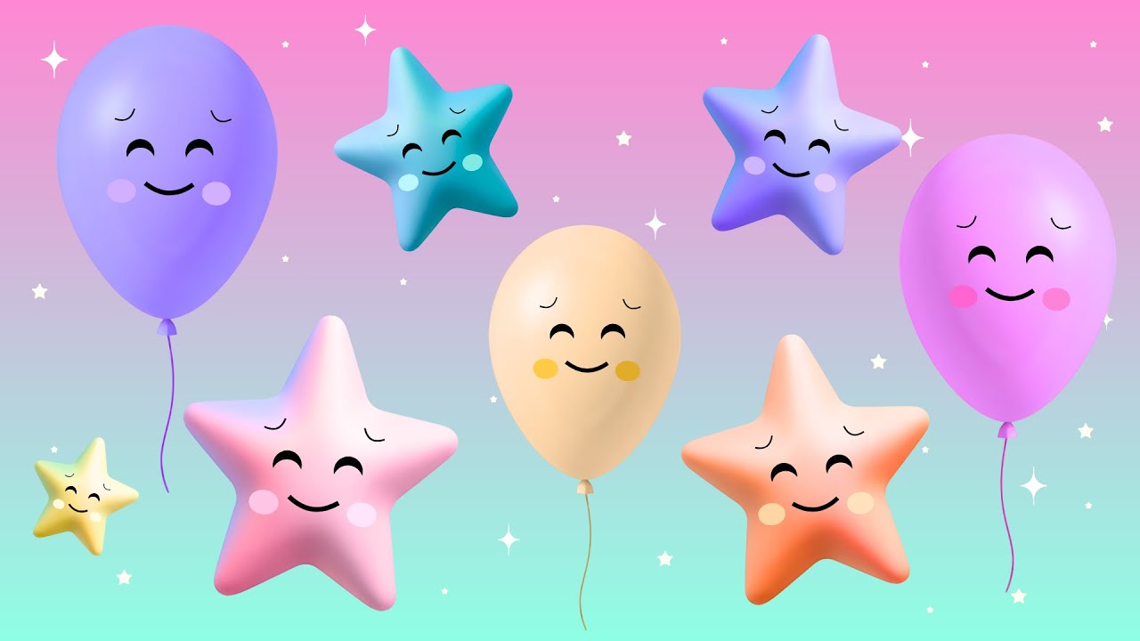 ☁️ Baby Sensory Dream - Floating Stars & Balloons in Pastel / Unicorn Colors ⭐ Happy Baby Music