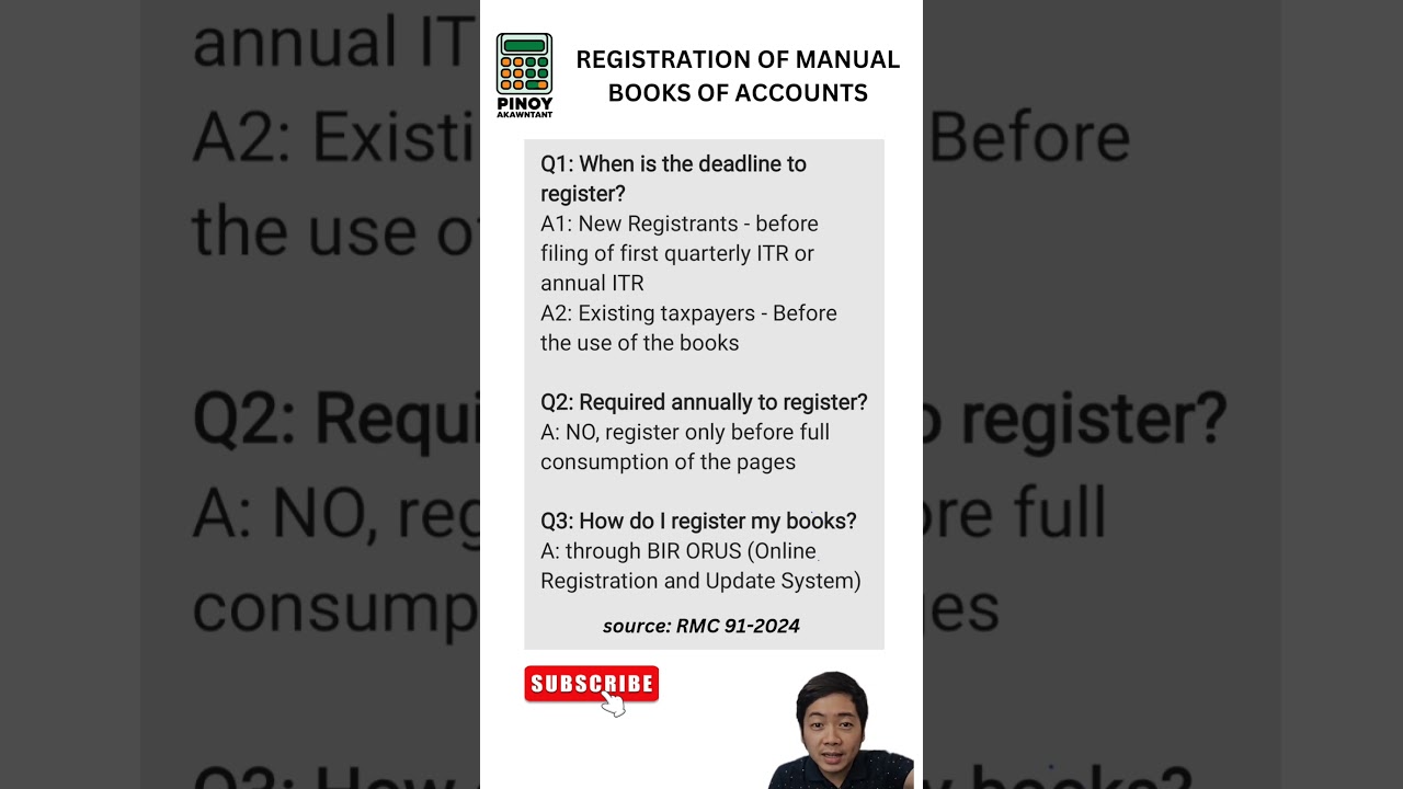 ORUS REGISTRATION OF BOOKS OF ACCOUNT I WHEN IS DEADLINE AND HOW TO REGISTER ONLINE?