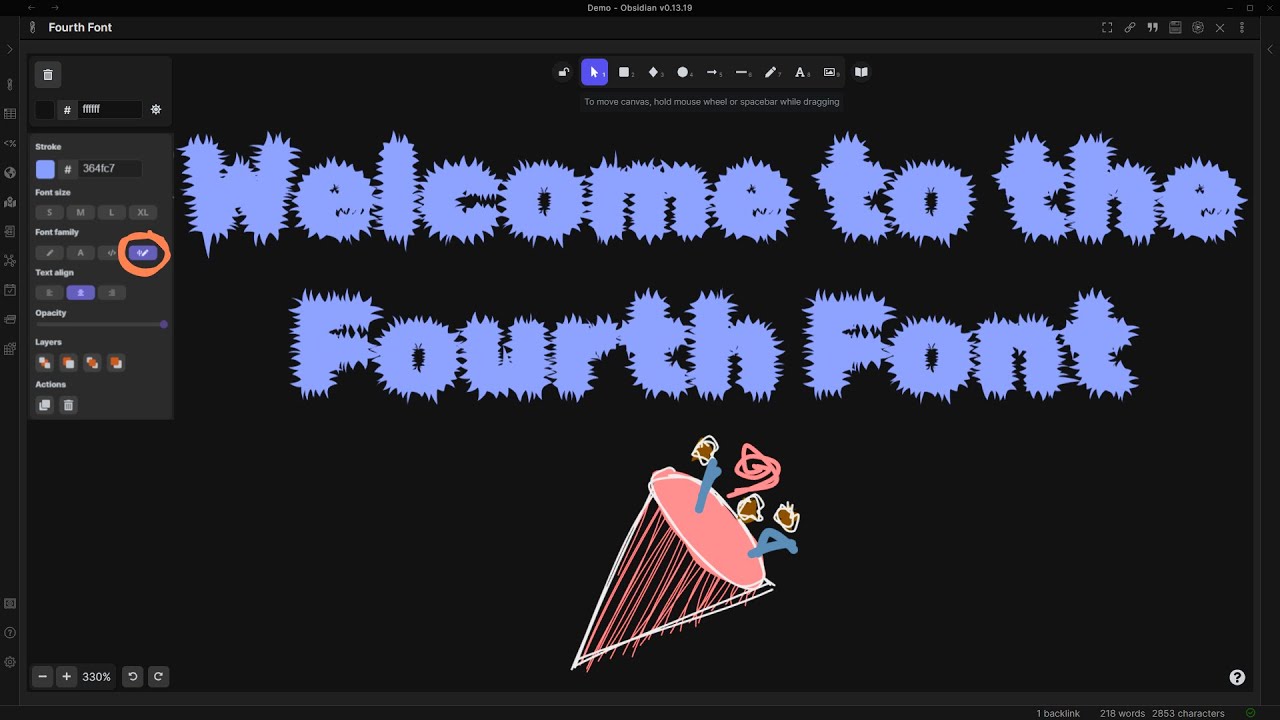 Obsidian Excalidraw 1.5.17 - Forth Font for Text Elements