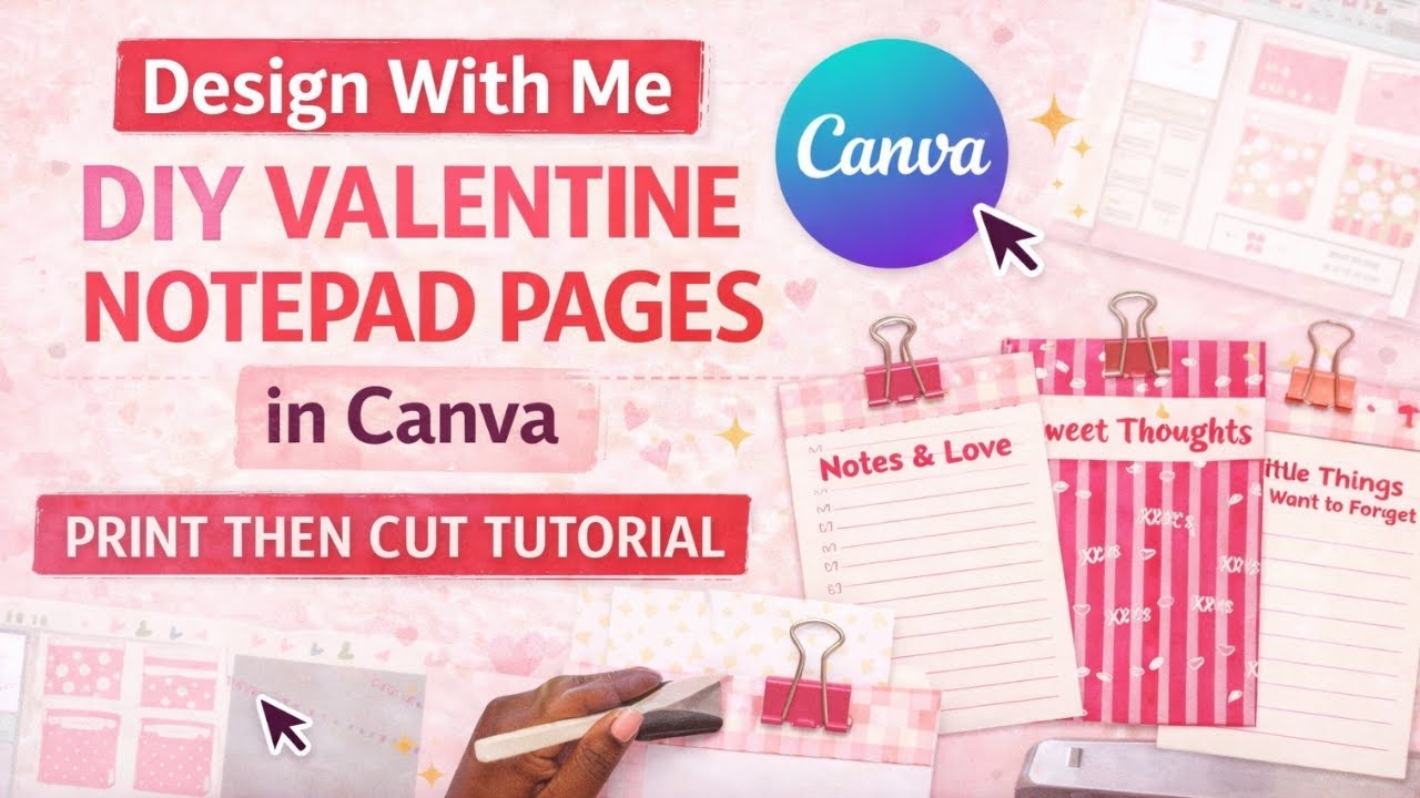Design With Me: DIY Valentine Notepad Pages in Canva | Print Then Cut Tutorial