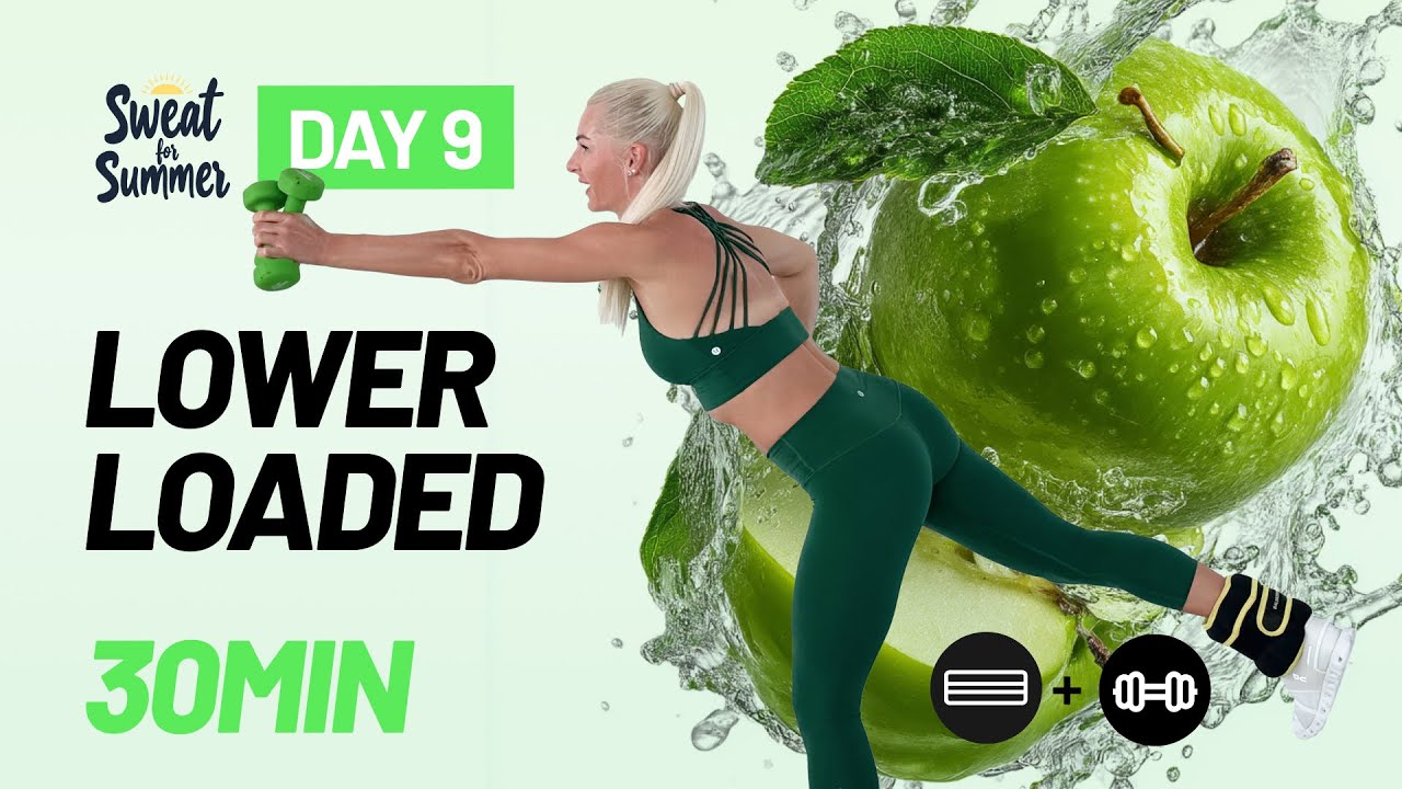 30 Min Lower Loaded Workout + BONUS Squats | Dumbbells & Ankle Weights | Sweat for Summer – Day 9