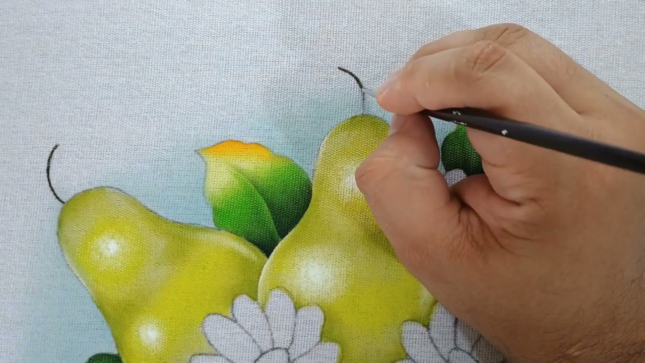 Aprenda como pintar pêras Pintura em Tecido Parte 2 Aula 624 - Projeto Apostila 5 