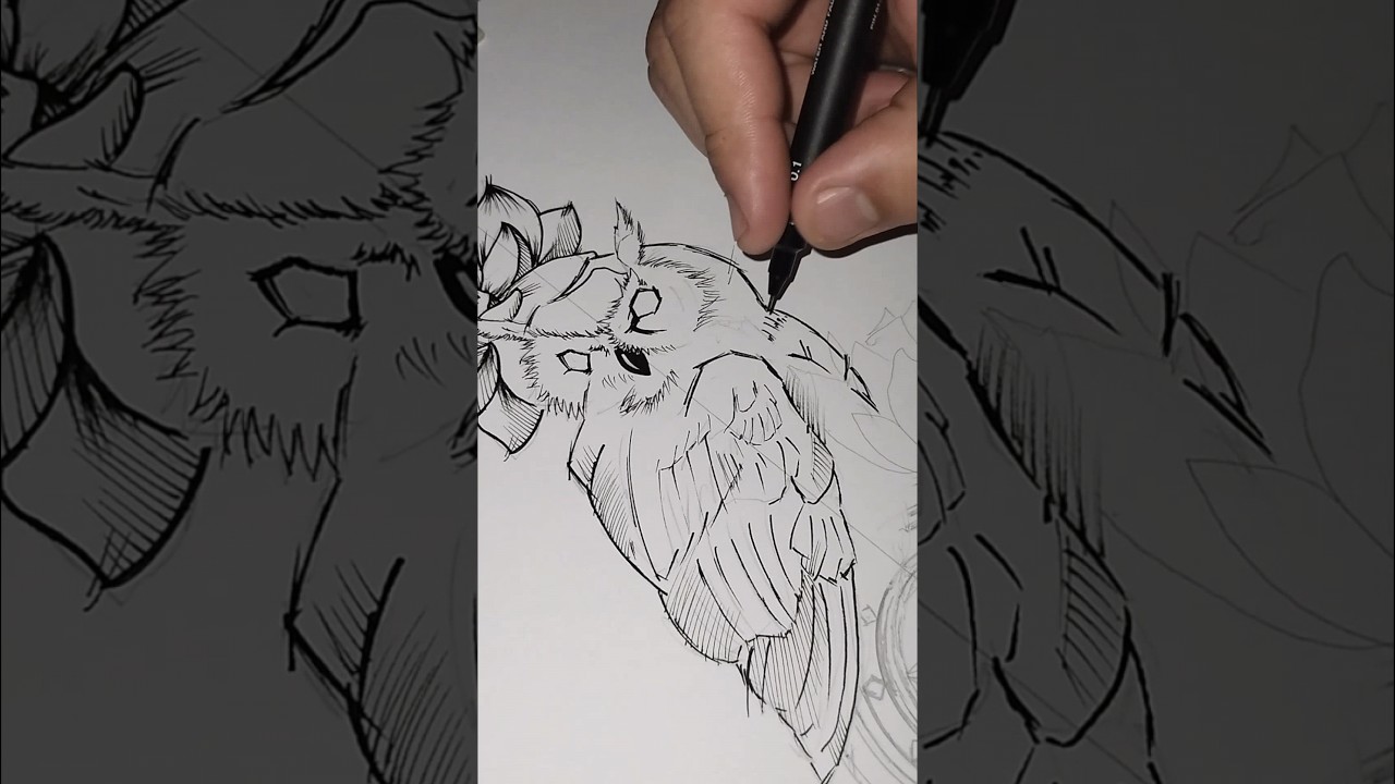 Draw Owl in sketch style #sketch #sketchtattoo #sketchdrawing #owltattoo #howtodraw
