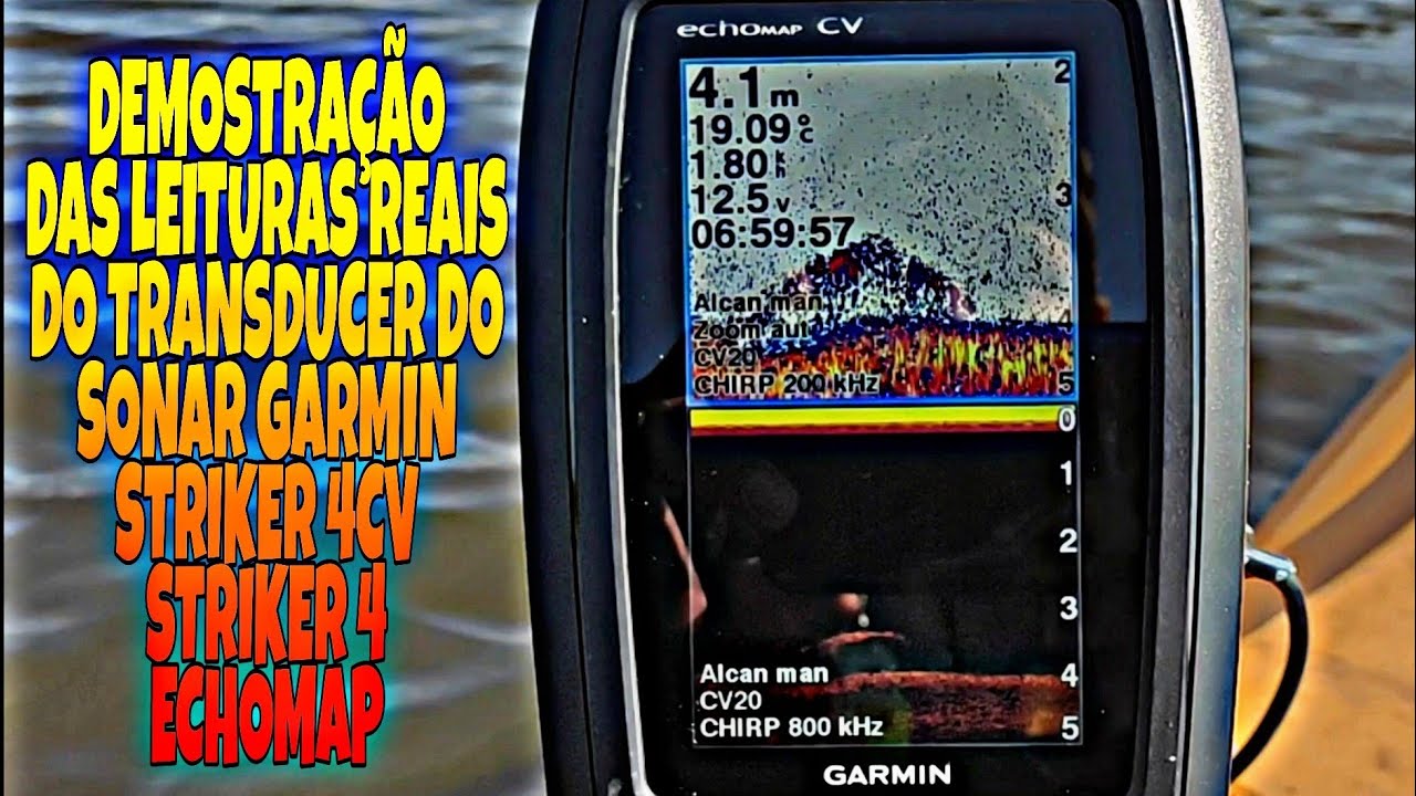 SONAR GARMIN 4CV e DV demostração das leituras na tela com o transducer CV e Chirp do Striker 4 Plus