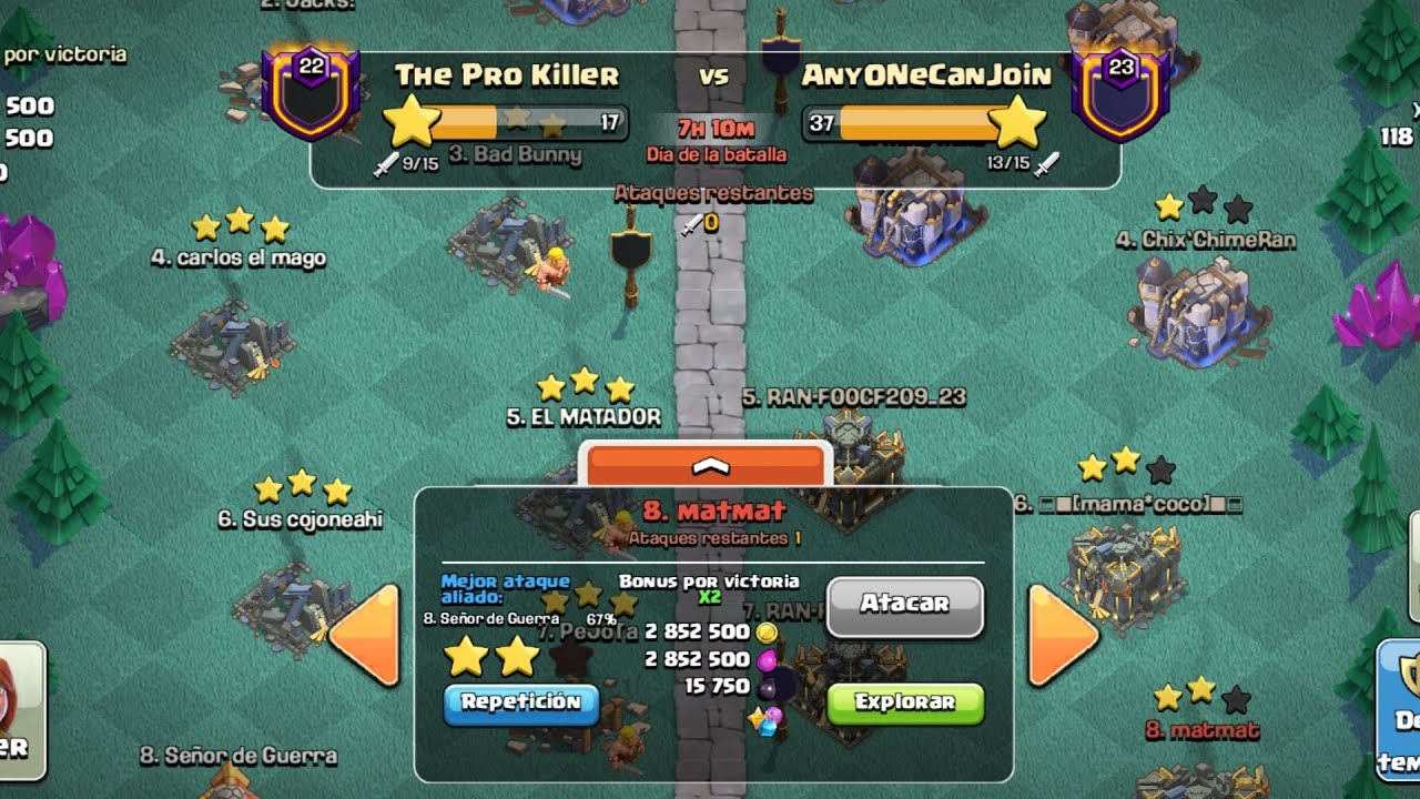 Tercera ronda de liga clanes The pro Killer 🆚 Any One Can Join (aldeas tochas)