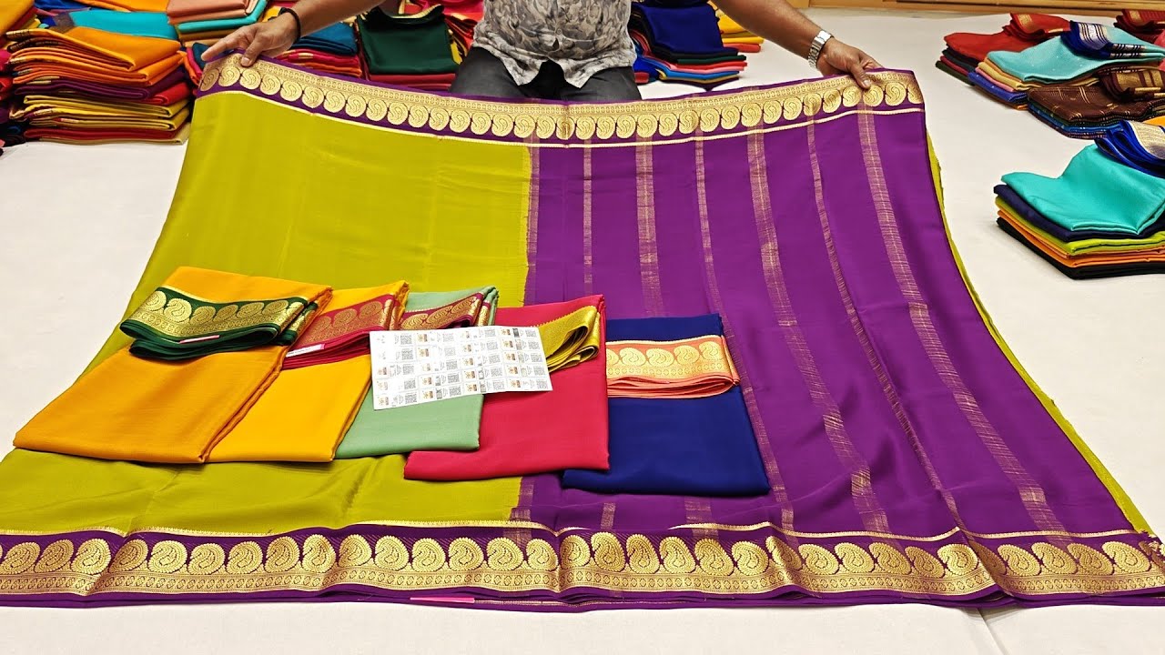 Chickpet Banglore Wholesale KSIC Design Pure Mysore Silk Sarees With Silk Mark/Single Saree Courier