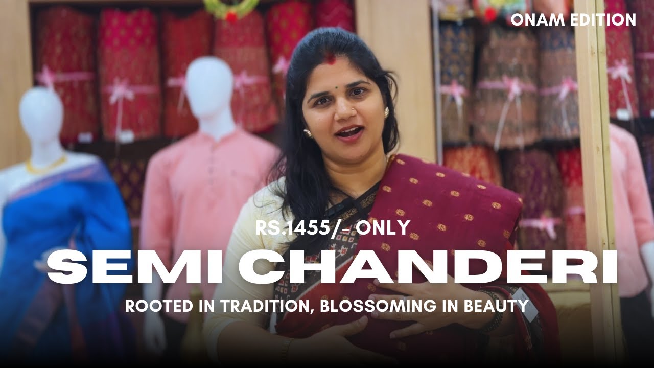 സെമി ചന്ദേരി സിൽക്ക് സാരി  !!! Semi-Chanderi Silk: Timeless Grace only @ Rs.1455/-