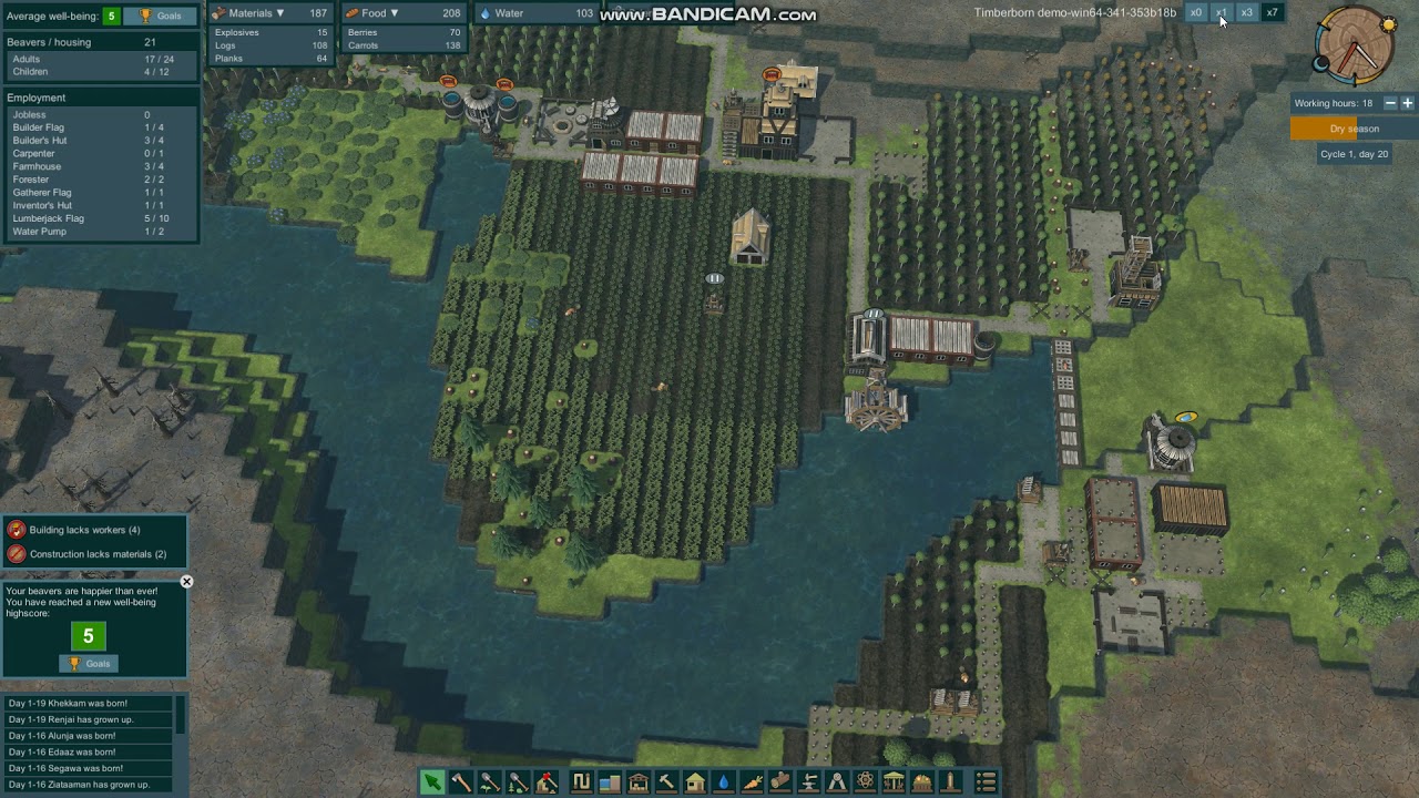 Timberborn Demo - Part 5 - The first Dry Season, expanding heavily across the river