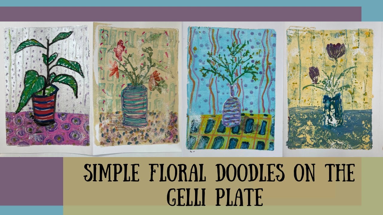 Simple mixed media floral doodles on the gel plate: part 1- posca pens