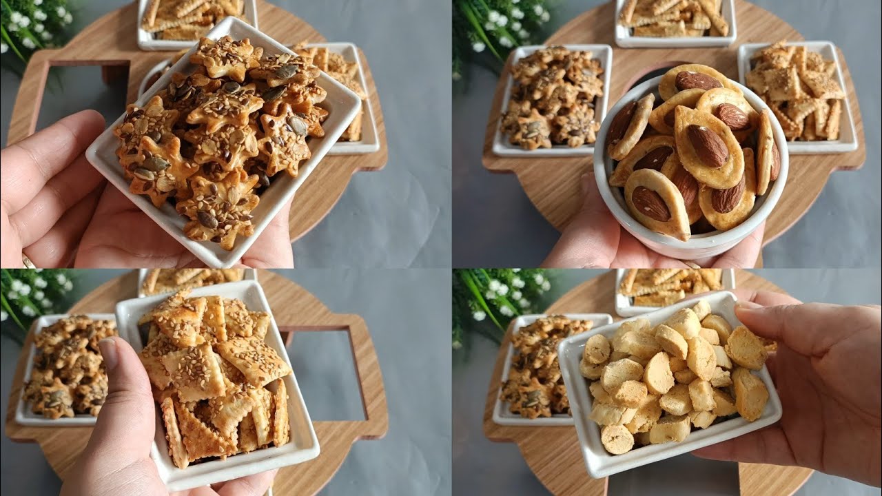 مملحات/ فقيقصات مالحين 5 أشكال بعجينة واحدة ومذاقات مختلفة مقرمشين ولذاذ 😋😋/ momalahat