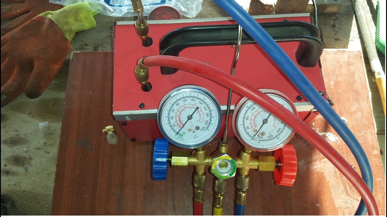 صناعة الة تفريغ  الهواء لعملية الفاكيوم واسترجاع غاز التبريد   How to make Recovery Machine