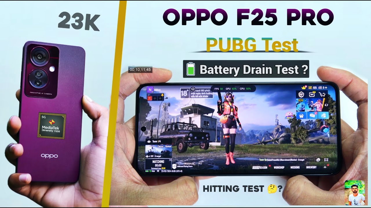 Тест Oppo F25 Pro в PUBG и 🔋 тест разрядки аккумулятора 🤔/ Тест графики и гироскопа oppo F25 pro ...