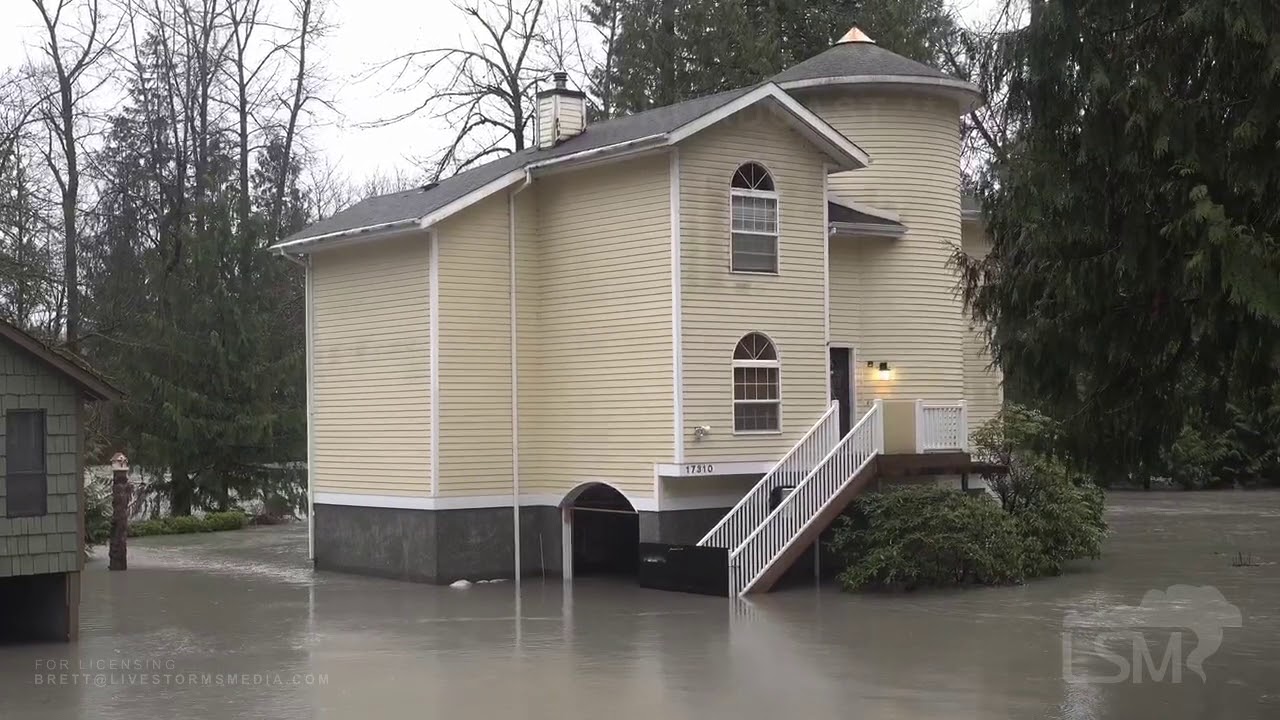 02-01-2020 Granite Falls, WA - Flooded Homes - Raging Waterfall