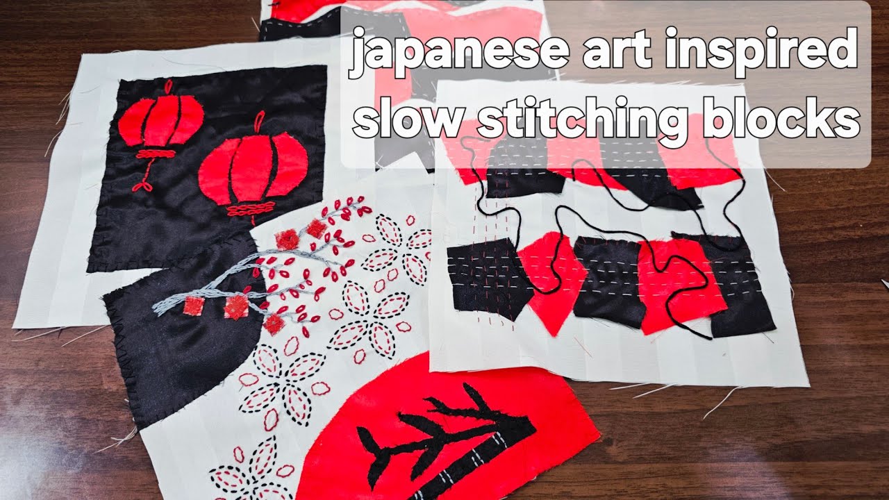 4 Blocks of Slow Stitching - Japanese Art Inspired  #sewing #slowstitching #japanese