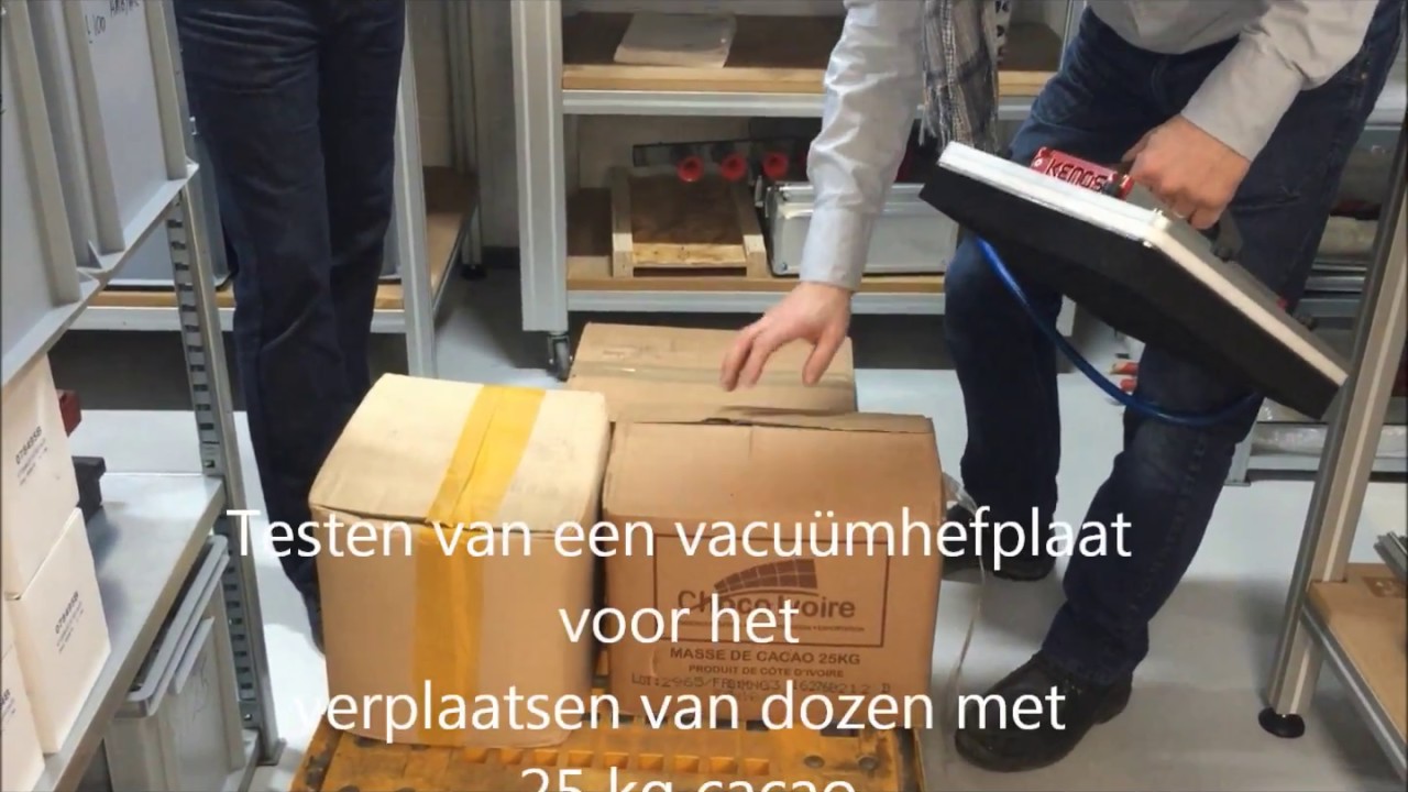 Vacu&uuml;mtechniek hefplaten verplaatsen dozen cacao