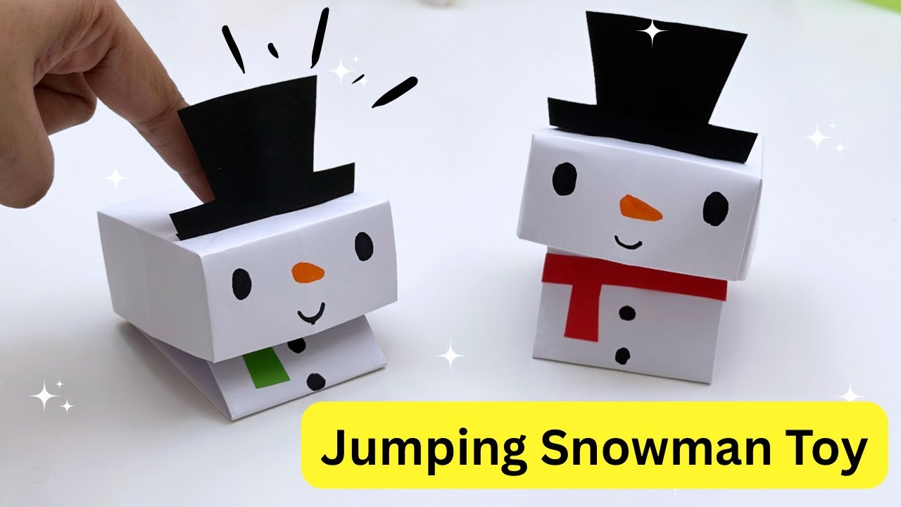 DIY Jumping Snowman Toy with Paper / Snowman Ideas / Origami Snowman Craft Ideas / Christmas Craft