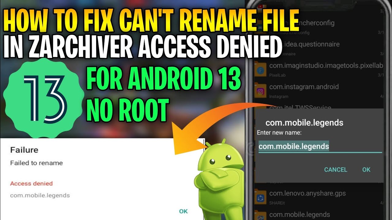 Как исправить ошибку «Невозможно переименовать файл в Zarchiver Access» для Android 13 без рут-прав