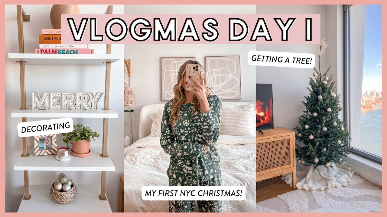 VLOGMAS, ДЕНЬ 1: покупаю рождественскую елку и украшаю свою квартиру в Нью-Йорке 🎄✨ (NYC VLOG | v...