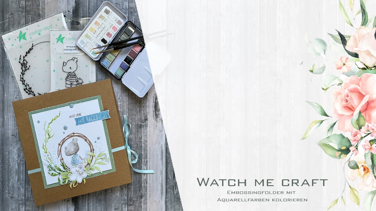 WATCH ME CRAFT | Embossingfolder mit Aquarellfarben kolorieren | Creative-Depot | Geschenkverpackung