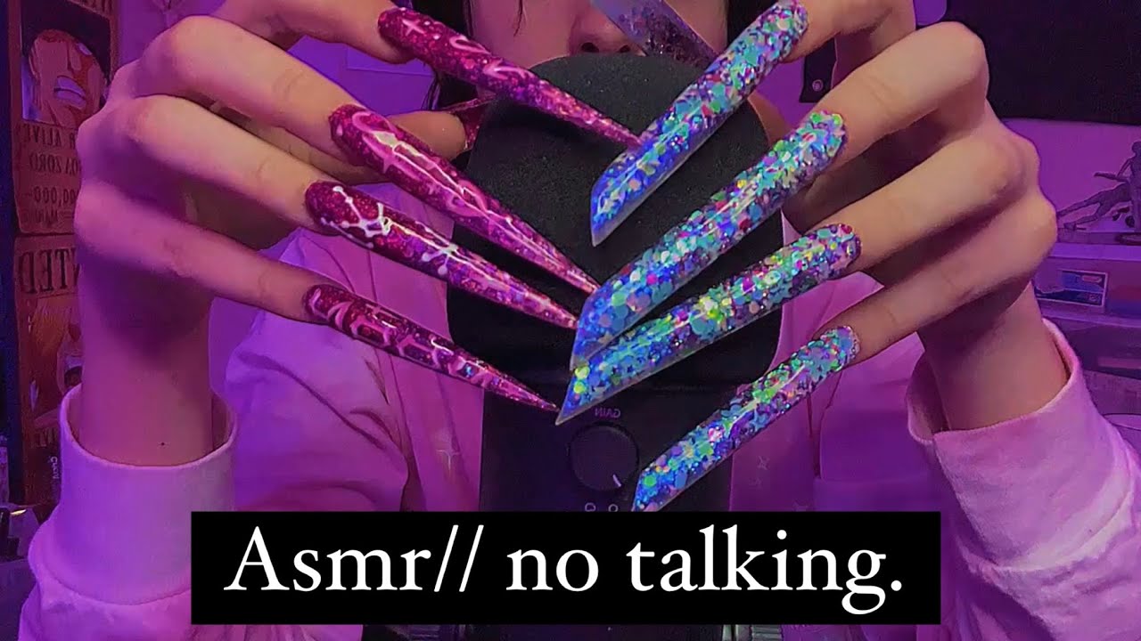ASMR//no talking (long nail sounds, tapping, mic scratching)