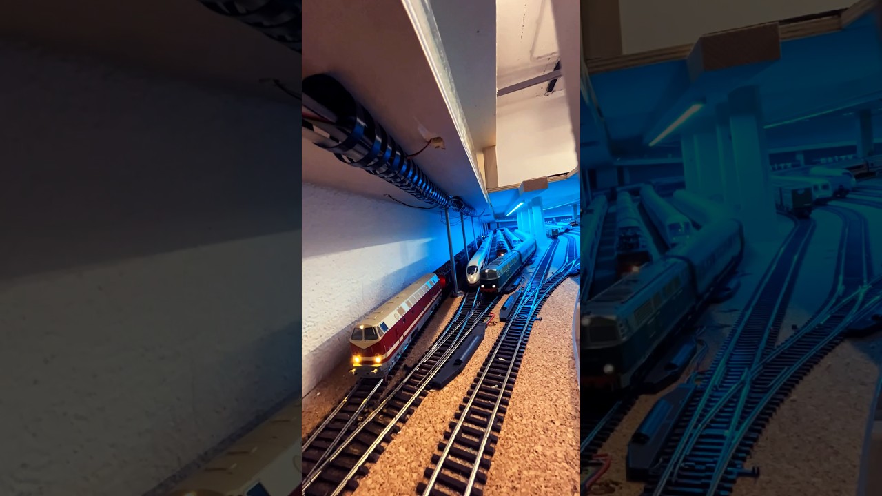 Moving trains in the staging yard🚄💨🚆 #modelleisenbahn #modelrailroad #h0 #h0scale #modelrailway