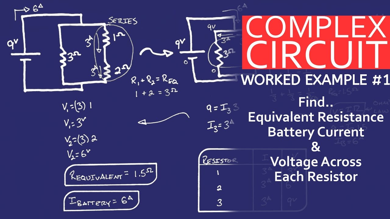 Equivalent Resistance, Current & Voltage | Complex Circuit Worked Example 1