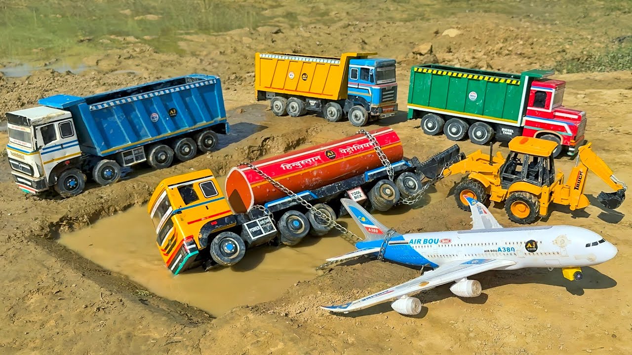 Tata Truck Accident Pulling Out Aeroplane Jcb | Cartoon video | Tractor Plane cartoon | Jcb Cartoon