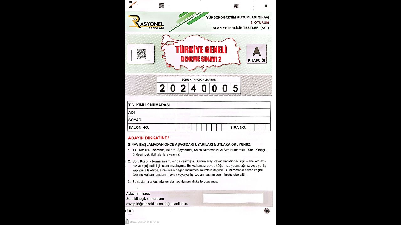 RASYONEL YAYINLARI TÜRKİYE GENELİ AYT DENEME SINAVI SORU ÇÖZÜMLERİ 25.05.2024