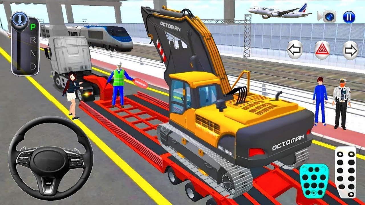 Heavy Excavator Transport by Trailer Truck // 3D driving class2 gameplay