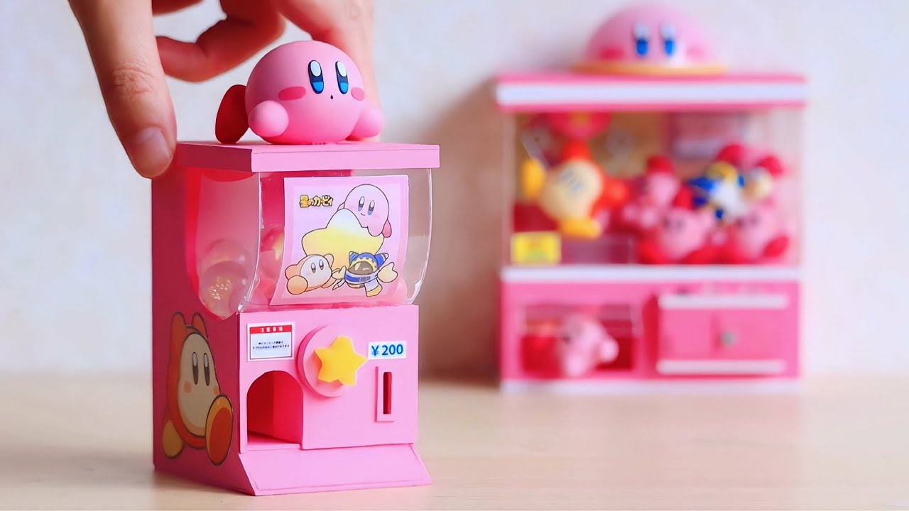 【粘土工作】カービィのミニチュアガチャマシン 作ってみた Making a Kirby miniature capsule toy machine - clay craft