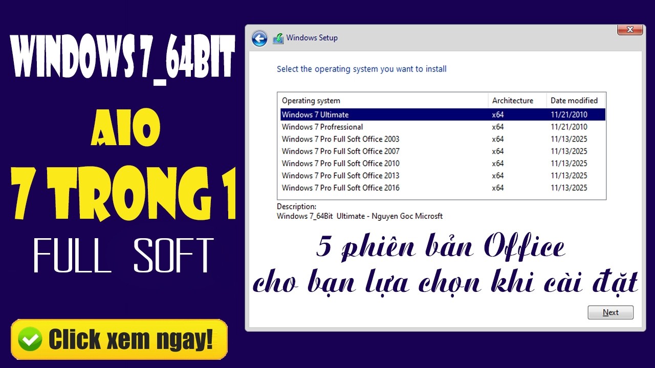 Bộ c&agrave;i Iso Windows 7 64Bit Full Soft AIO | Học sửa chữa m&aacute;y t&iacute;nh