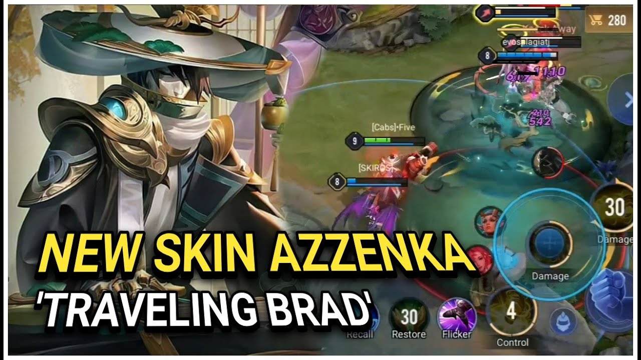 Azzenka New Skin 'Traveling Brad' | Arena of Valor Gameplay