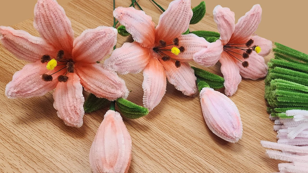 DIY | How to make Lily from pipe cleaner | Lily flower tutorial by handcraft sreyneang