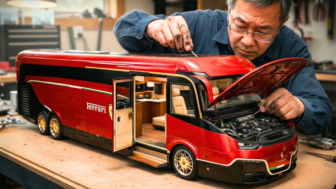 MAN Spent 1800 Hours Building This FERRARI Scale Motorhome | Fully Functional Engine