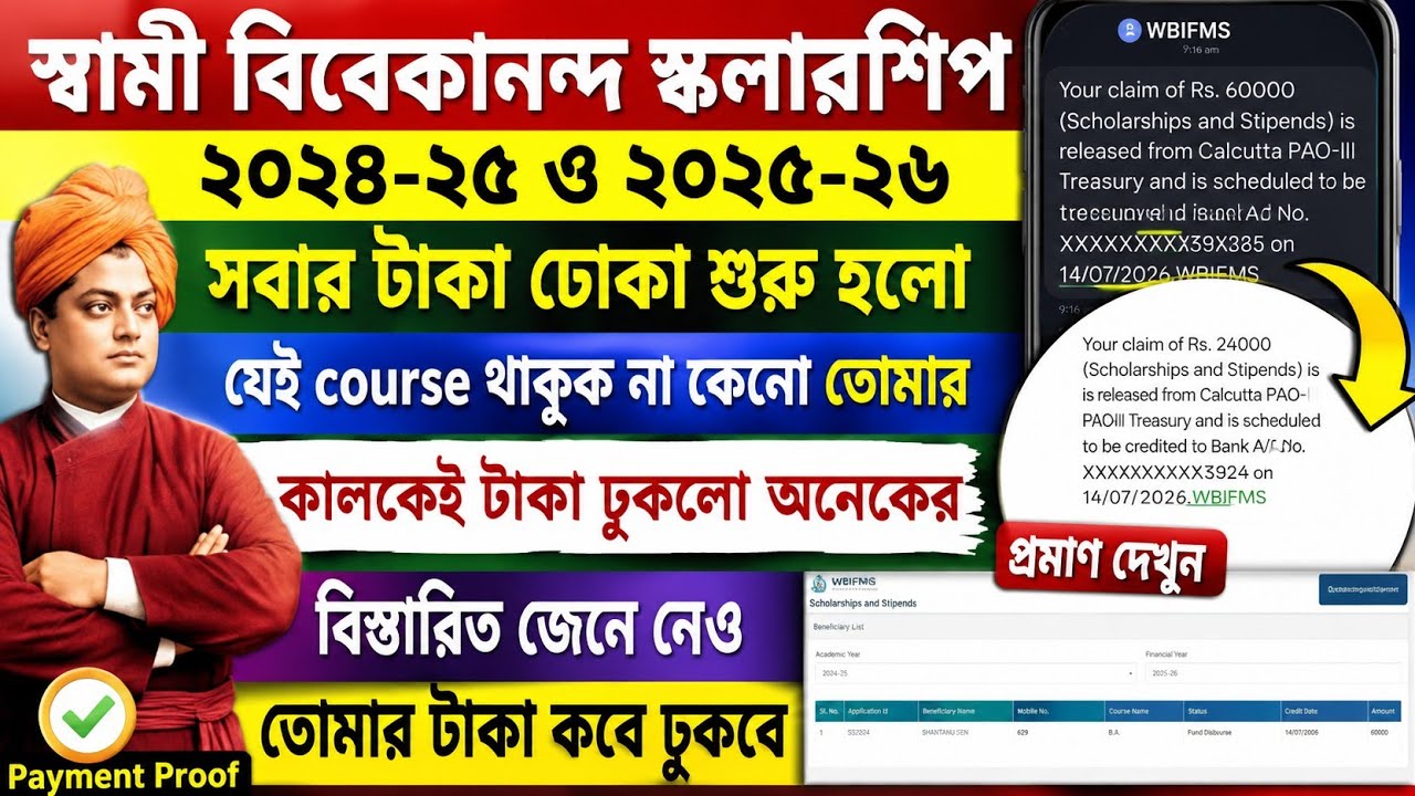 SVMCM Scholarship Payment update 2026। svmcm 2025-26 taka kobe pabo। Svmcm 2024-25 taka kobe pabo
