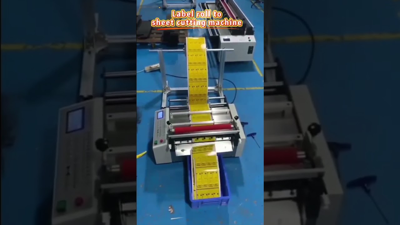 Label roll to sheet cutting machine #rollsheets #rolltosheet