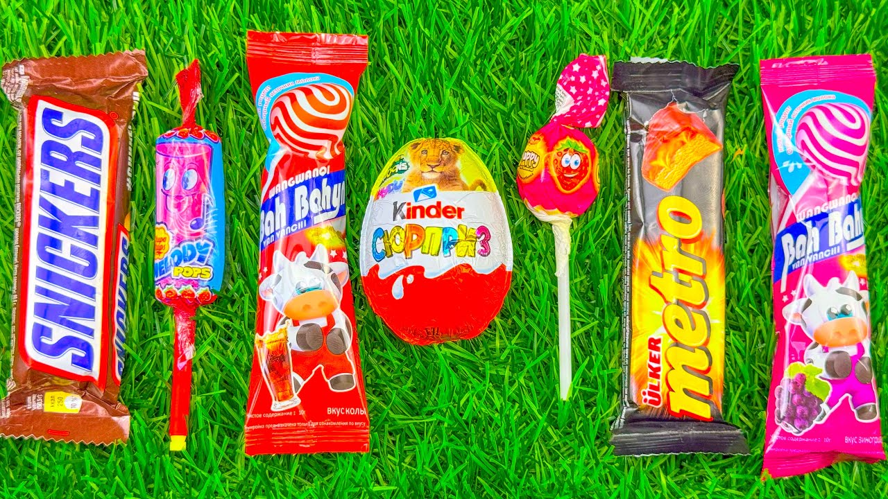 ASMR Most Popular Candys / some lots of colorful rainbow lollipop candy / unpacking chocolate eat