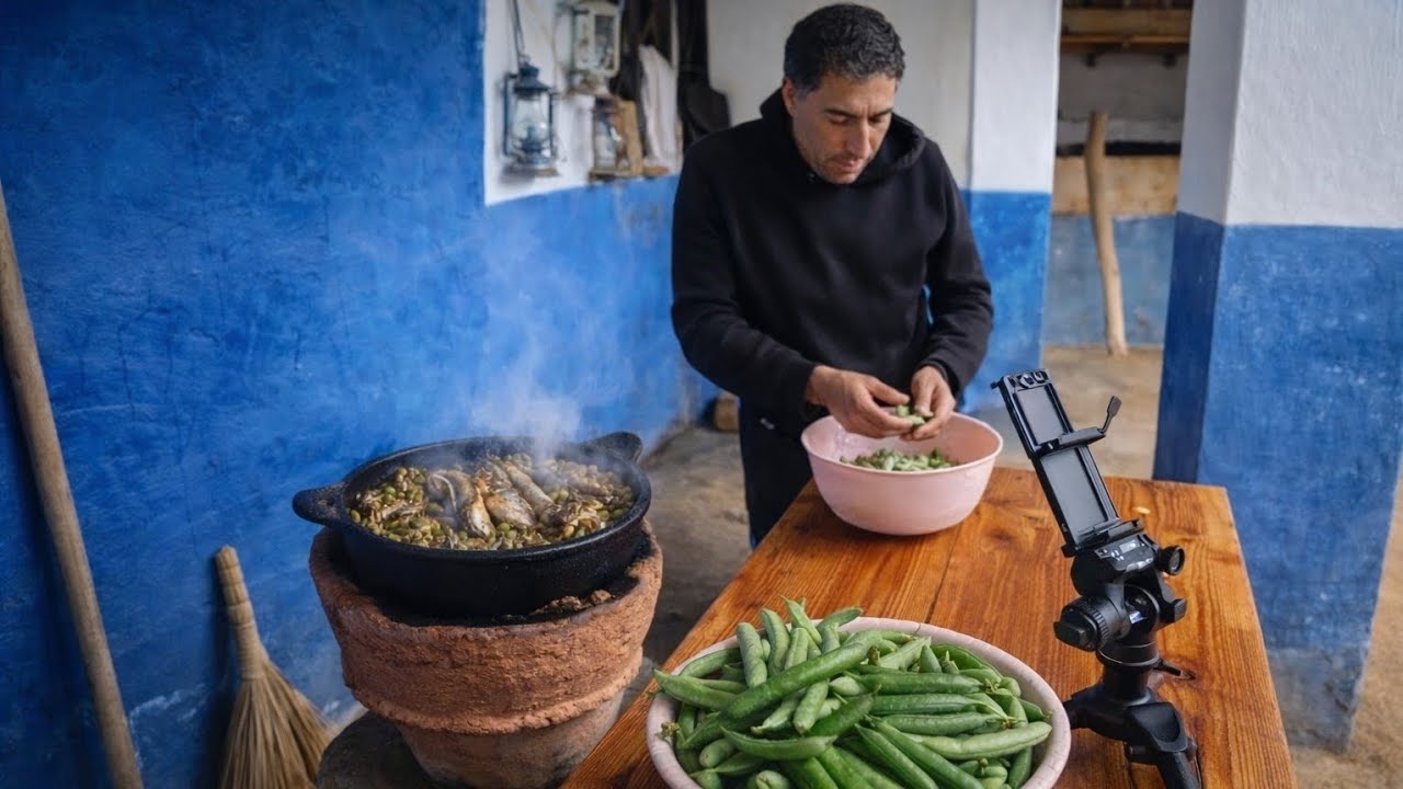 ليوم نوجد طاجن بلفول وجلبانة ولحوت نلفطور شاهدوا معنا الأجواء.🥘🫛
