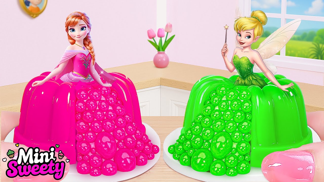 Pastel de Gelatina de Princesa 💖 Cómo Hacer un Mini Pastel de Gelatina Arcoíris de Princesa 💖