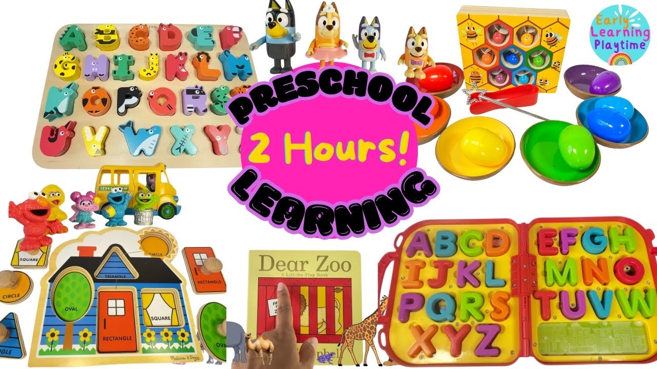 2 HOURS Preschool Learning | Learn English Alphabet | Numbers | Colors | Animals | Fruits & Veggies